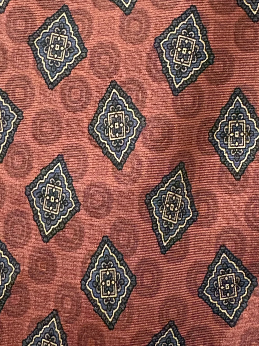 Vintage The Cotswold Collection J.S. Blank Silk Tie - Geometric Medallion Red